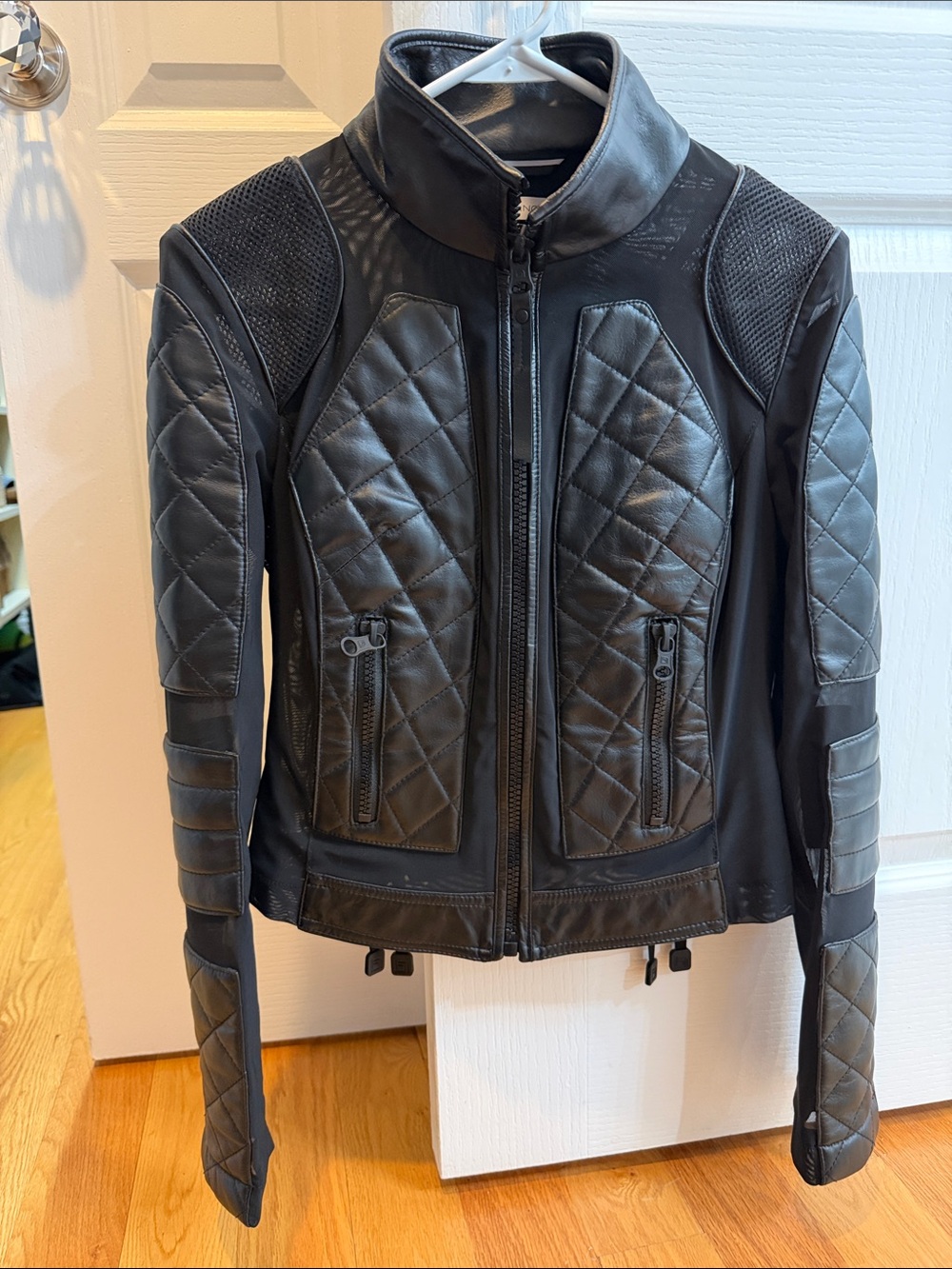 Blanc Noir Quilted Black Women's Moto Jacket